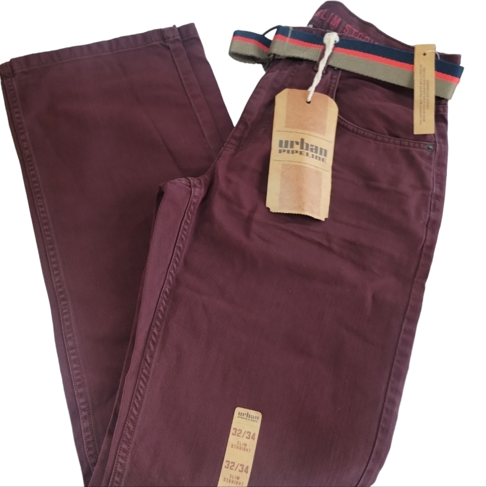 Urban Pipeline Slim Straight Burgundy Jeans 29x30 Low Rise Slim Fit Straight leg